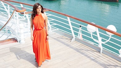 Priyanka Chopra in Orange Dress and Sunglasses