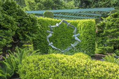 Round Birds Statue in Garden