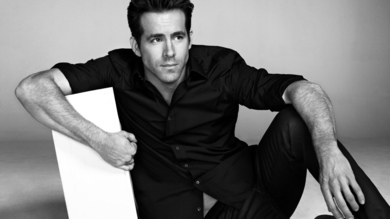 Ryan Reynolds Black And White Sitting Photo