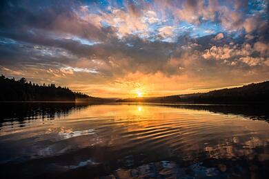 Sunset and Lake View at Night