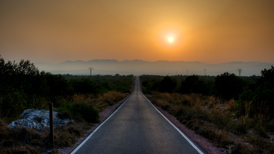 Sunset and Road Photo
