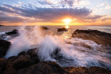 Sunset From Beach and Seashore