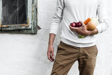 Vegetable Foods in Man Hand