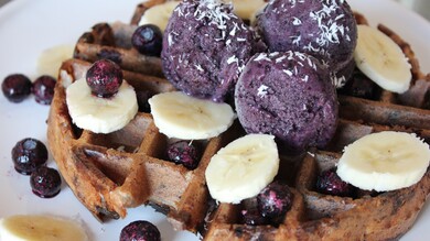 Waffles Blueberry Banana Chocolate IceCream