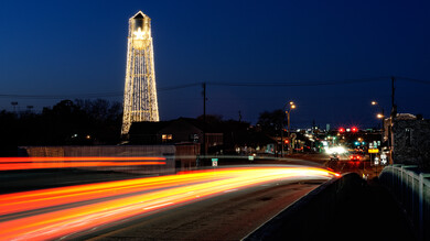 Water Tower Lighting Decoration at Night View