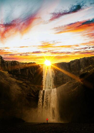 Waterfall View at The Time of Sunset