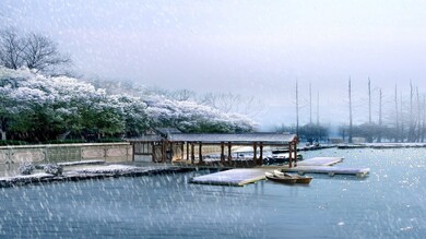 White Dock on Water