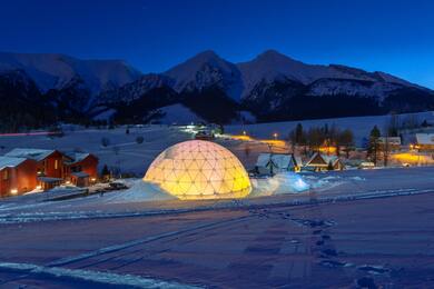 Winter Night Snow House Photo