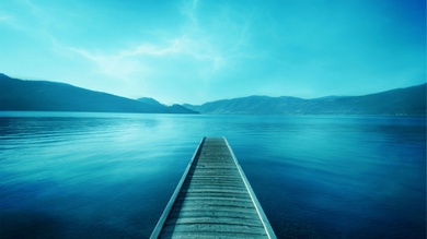 Wooden Bridge on Sea Landscape Photo