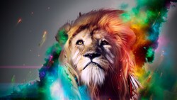 3D Colorful Lion Photo