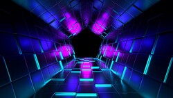 3D Tunnel Purple Wall