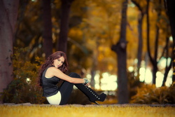 Amazing Pose by Beautiful Girl Under Tree