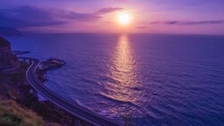 Amazing Scene of Sunset Beside Road