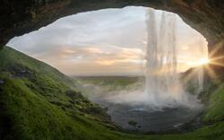 Amazing View of Waterfall and Sunrise Pic