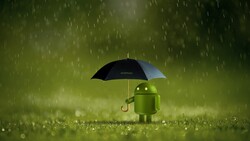 Android Doodle with Umbrella Creative Pic
