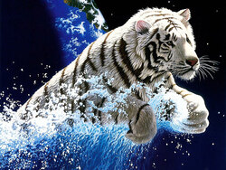 Animated Leaping White Tiger