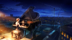 Anime Girl Playing Piano