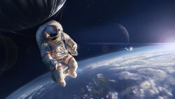 Astronaut Above Planet