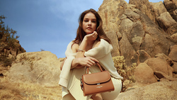 Barbara Palvin with Ladies Brown Purse