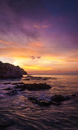 Beach View During Sunset Mobile Background