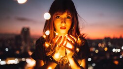 Beautiful Girl Lights Potrait 5K