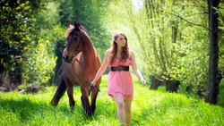 Beautiful Girl With Horse HD Image