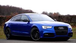 Blue Audi Sedan Parked Near Forest