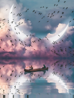 Boat in Lake Creative Fantasy Pic