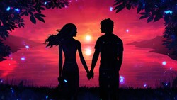Boy Holding Girl Hands While There is Sunset
