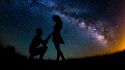 Boy Proposing Girl in Night