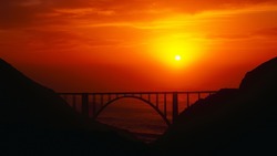 Bridge at Sunset Scene