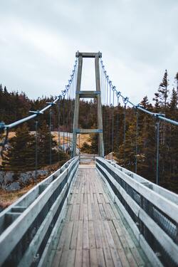 Bridge Located Near Trees Against Cloudy Sky