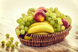 Bucket of Fruits Grape and Banana