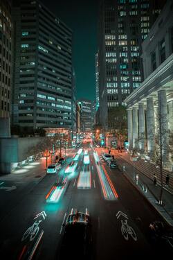 Cars on Road in City During Night Timelapse Mobile Wallpaper