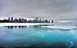 Chicago City Snow Lake Michigan Photo