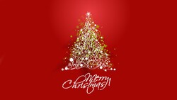 Christmas Tree and Red Background Wallpaper