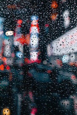 City Lights Through Rain Window Mobile Wallpaper