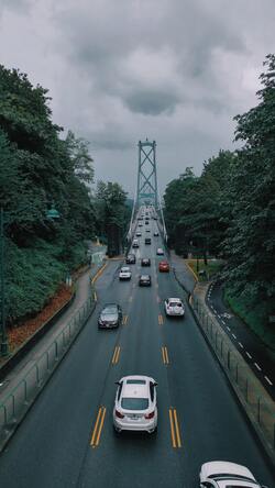 City Roadway With Cars in Overcast
