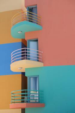 Colourful Building Balcony
