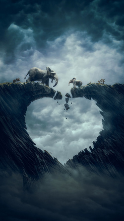Couple Elephants Broken Heart Creative Photo