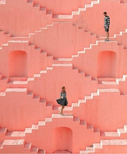 Couple on Architecture Stair