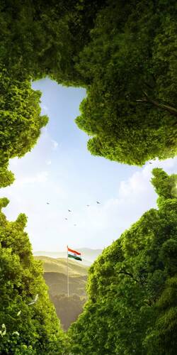 Creative Indian Flag between India Nature Map