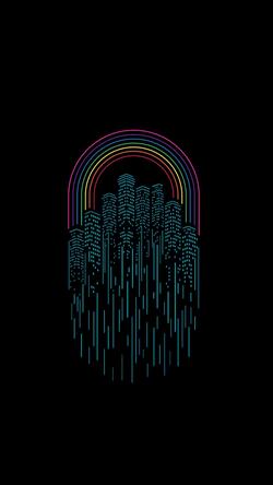 Creative Rainbow City Building Black Background