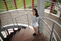 Cute and Beautiful Girl on Stair