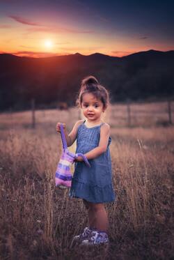 Cute Baby in Farm