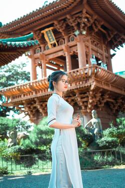 Cute Girl Outside Chinese Temple