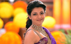 Cute Kajal in Purple Saree Photo