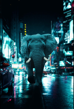 Elephant in City