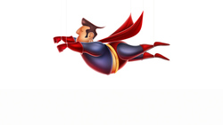 Fat Superman Flying Cartoon 5K Funny Image