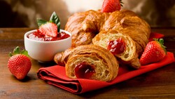 French Croissants with Fruit Strawberry Jam